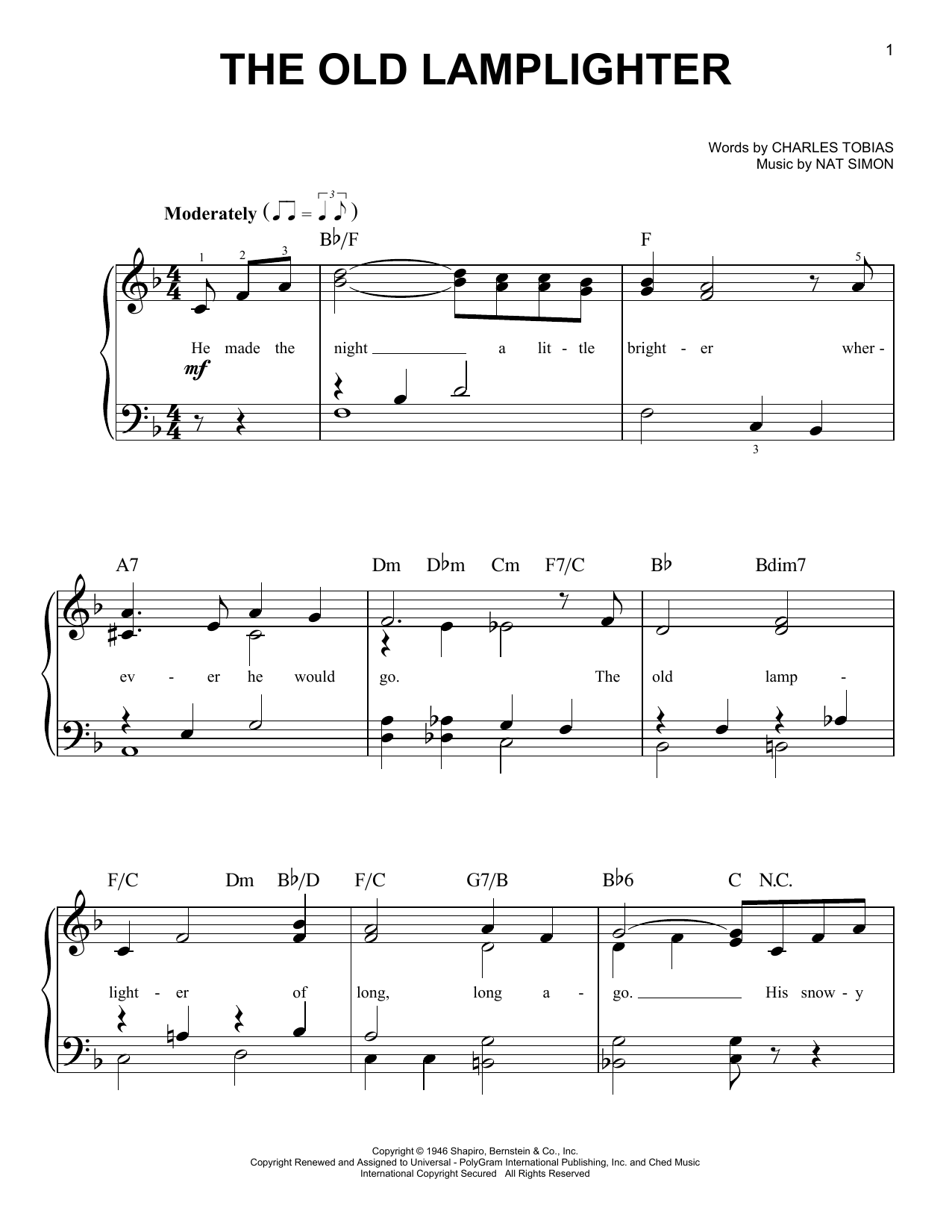 Download The Browns The Old Lamplighter Sheet Music