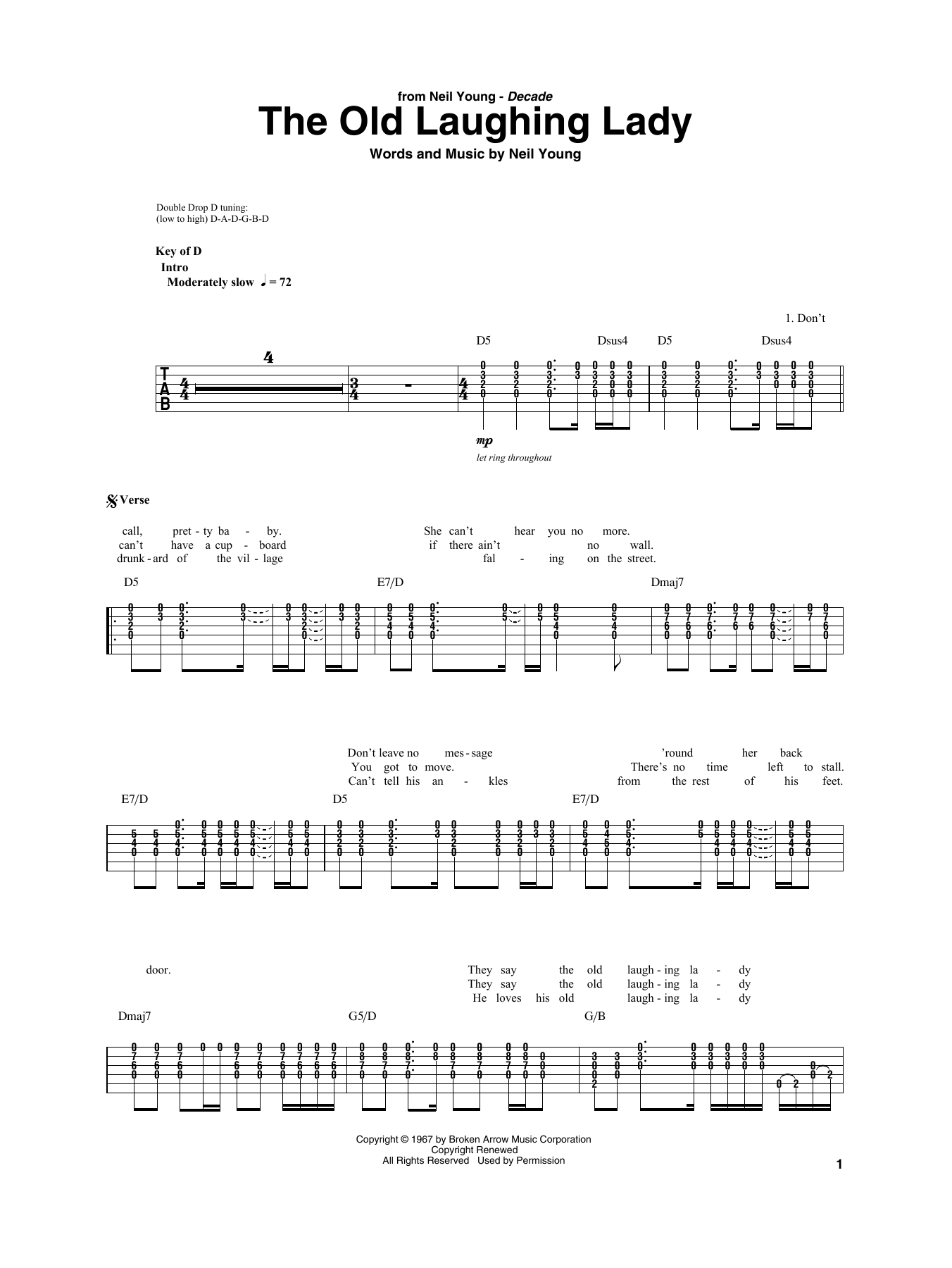 Download Neil Young The Old Laughing Lady Sheet Music