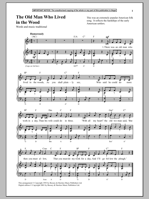 Download Traditional The Old Man Who Lived In The Wood Sheet Music