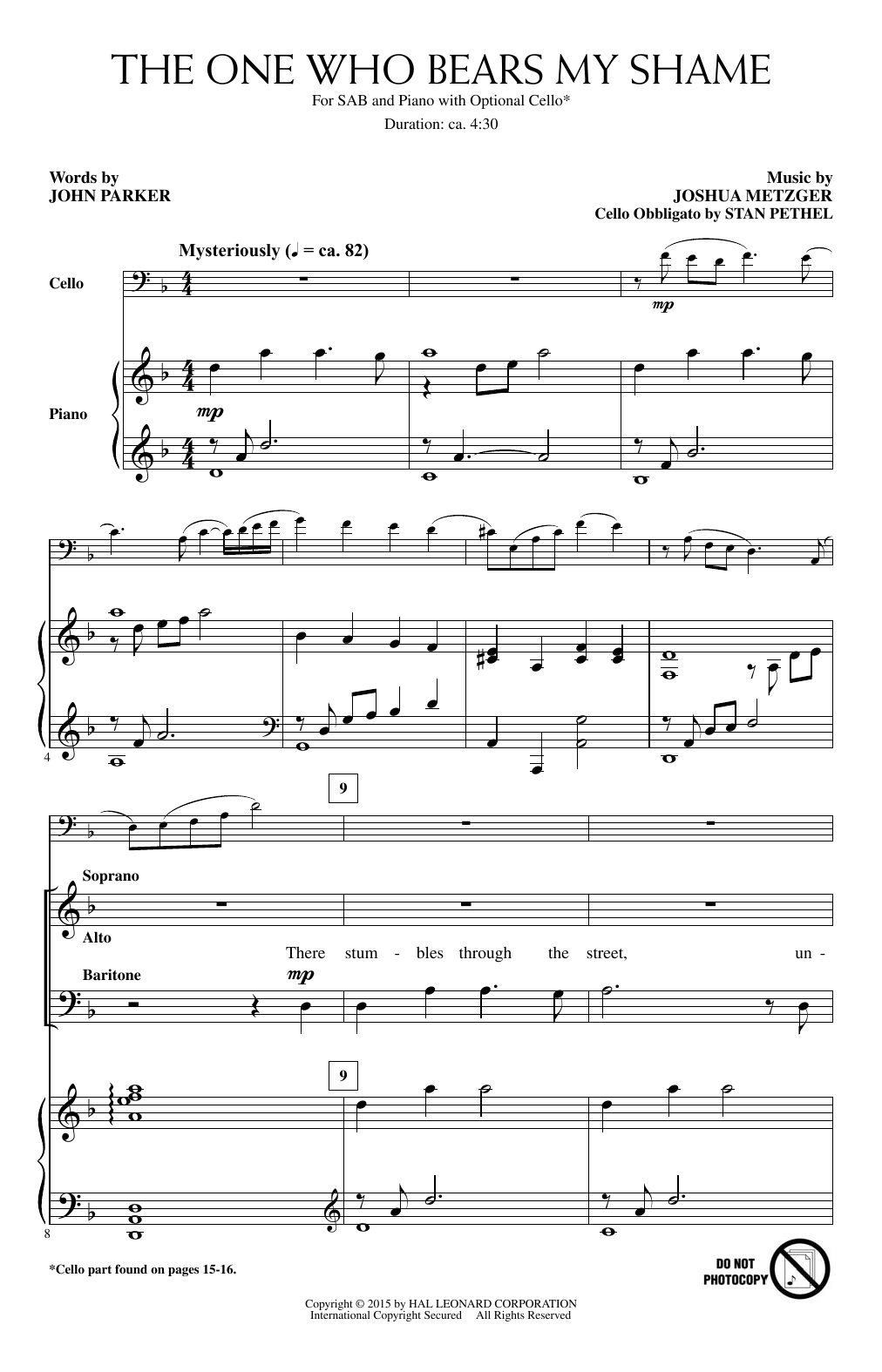 Download Joshua Metzger The One Who Bears My Shame Sheet Music