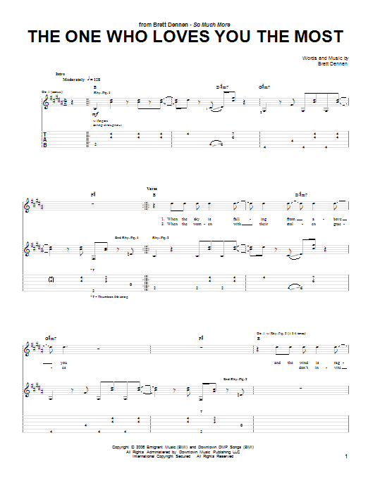 Download Brett Dennen The One Who Loves You The Most Sheet Music
