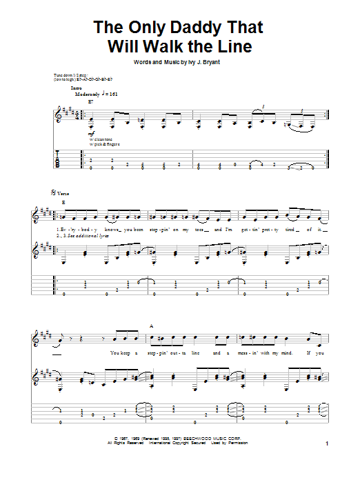 Download Waylon Jennings The Only Daddy That Will Walk The Line Sheet Music