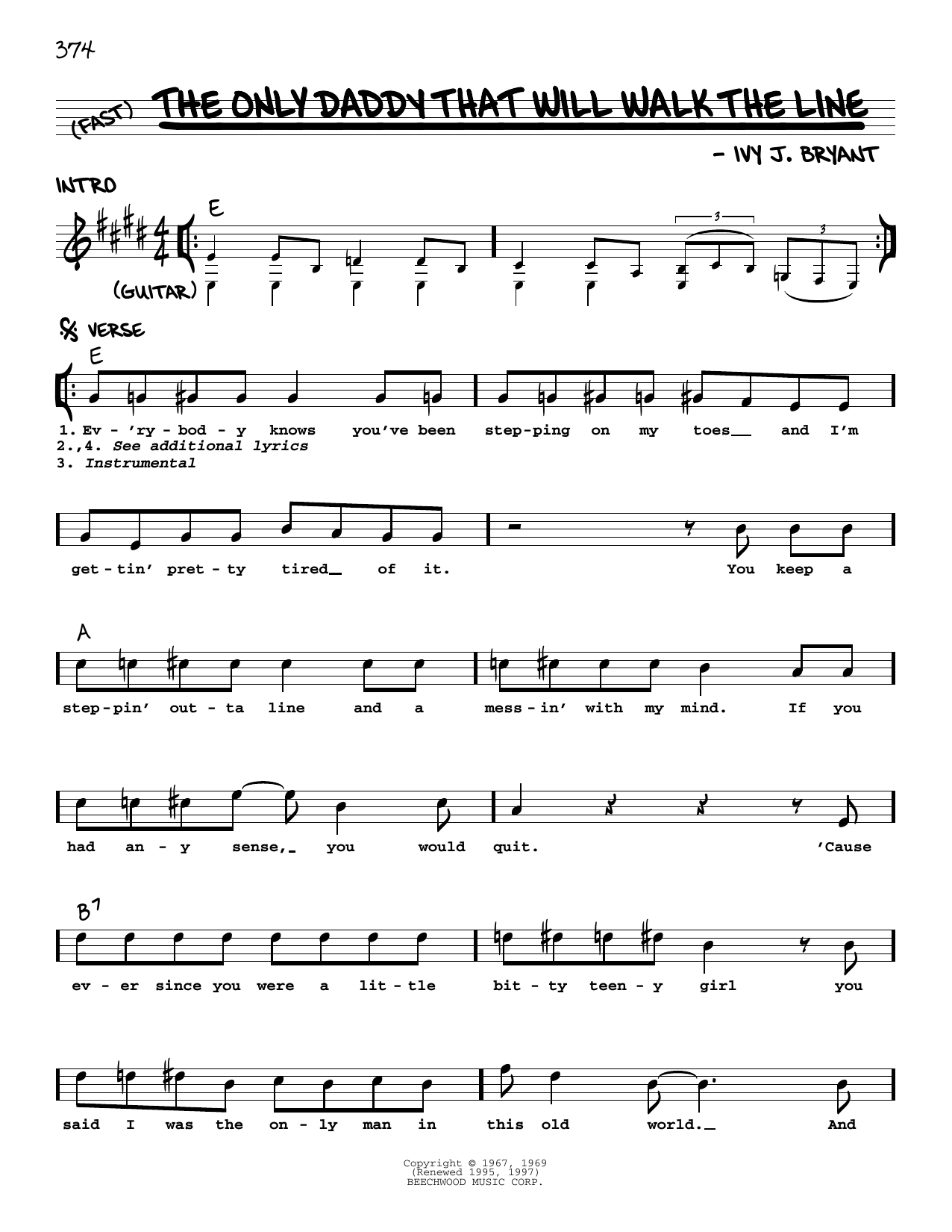 Download Waylon Jennings The Only Daddy That Will Walk The Line Sheet Music