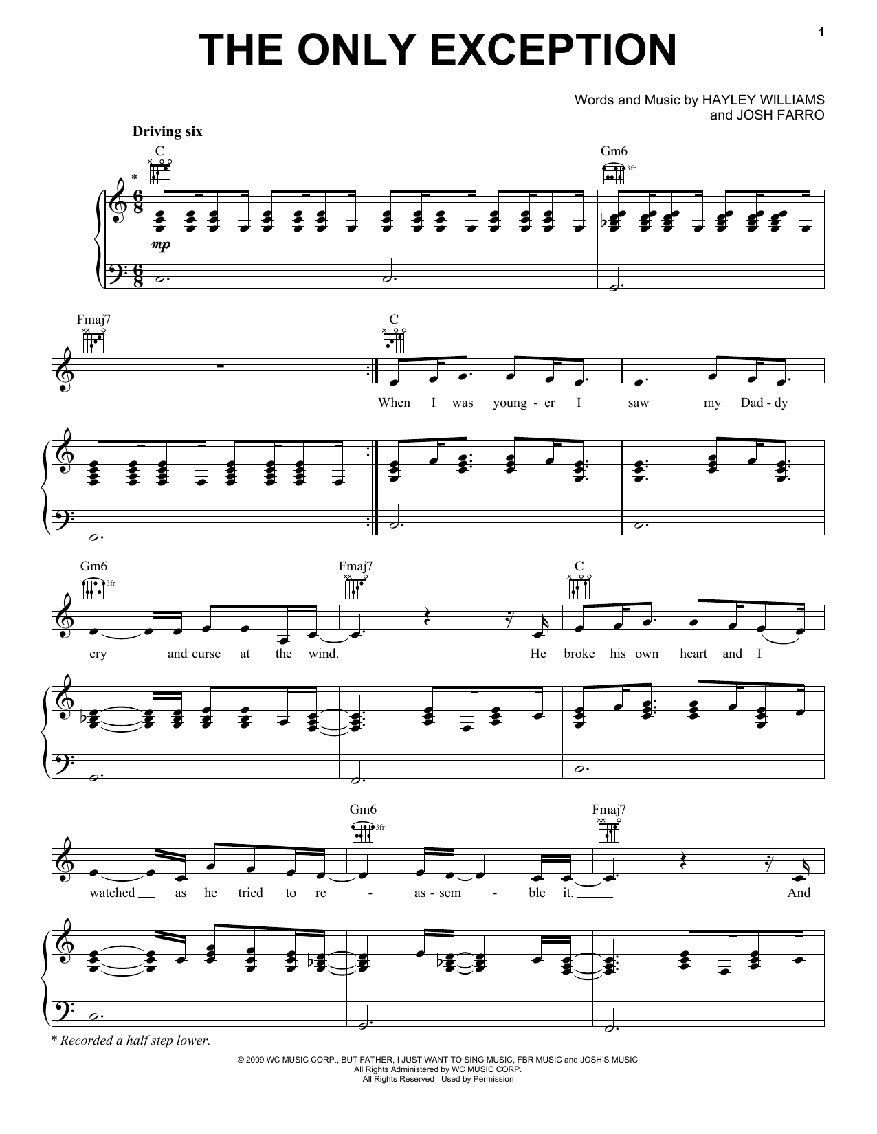 Download Hayley Williams The Only Exception Sheet Music
