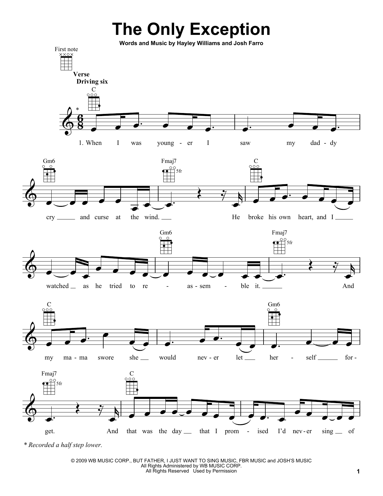 Download Paramore The Only Exception Sheet Music