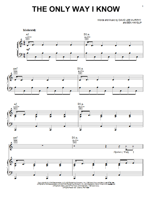 Download Jason Aldean The Only Way I Know Sheet Music
