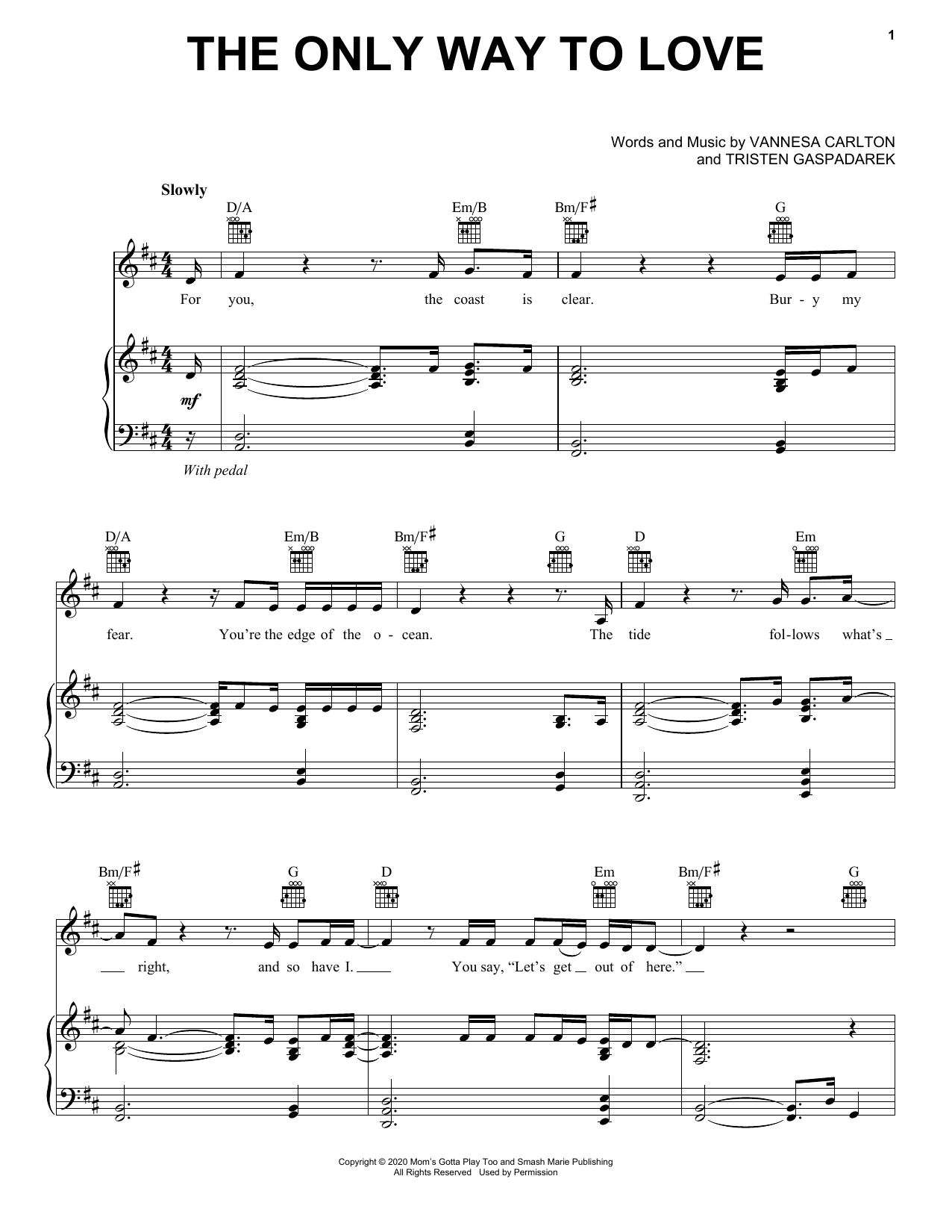 Download Vanessa Carlton The Only Way To Love Sheet Music