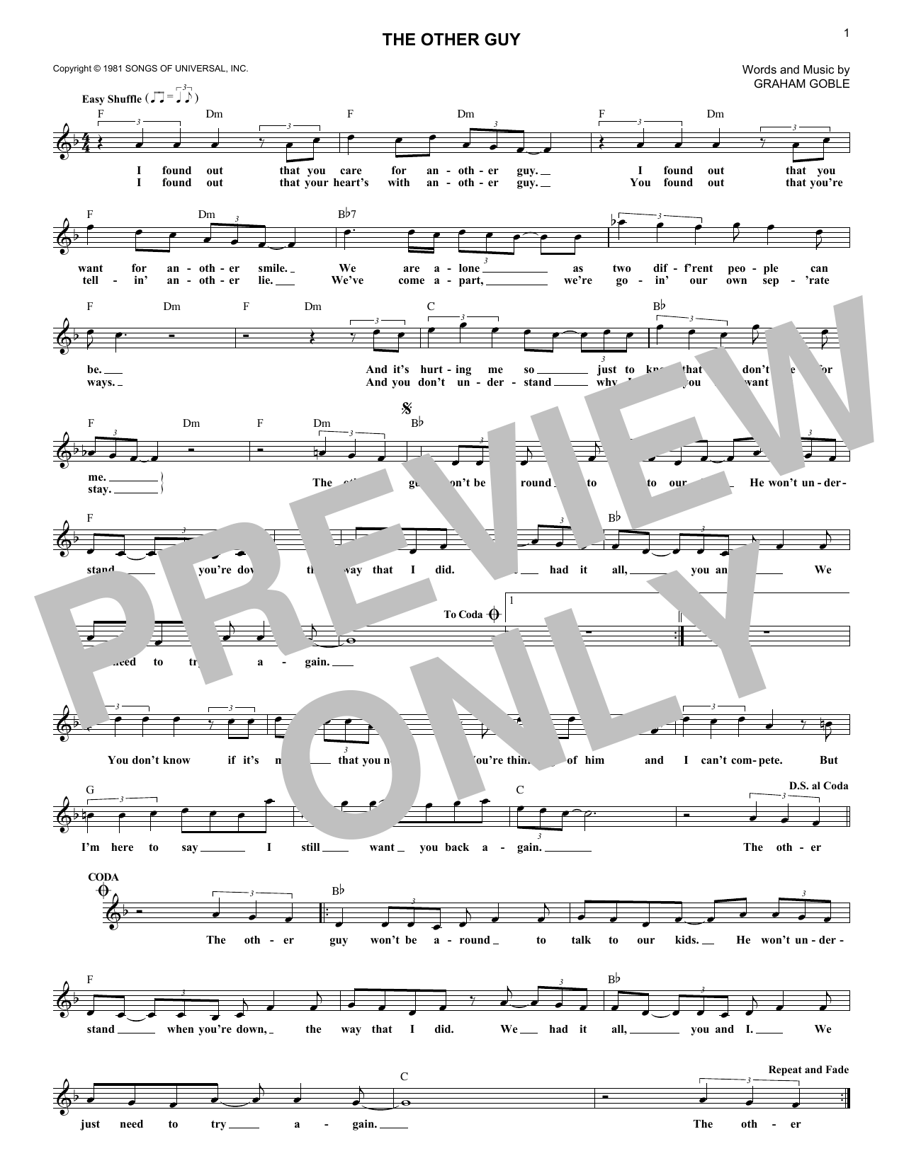 Download Little River Band The Other Guy Sheet Music
