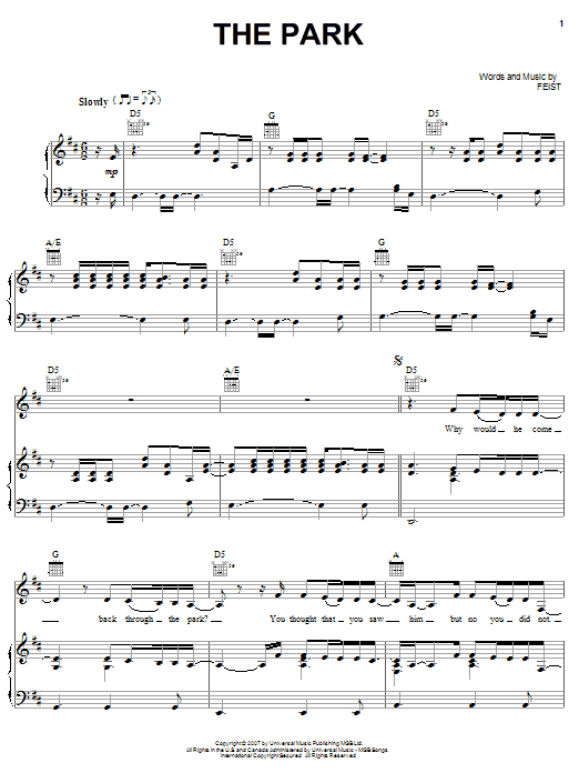 Download Feist The Park Sheet Music