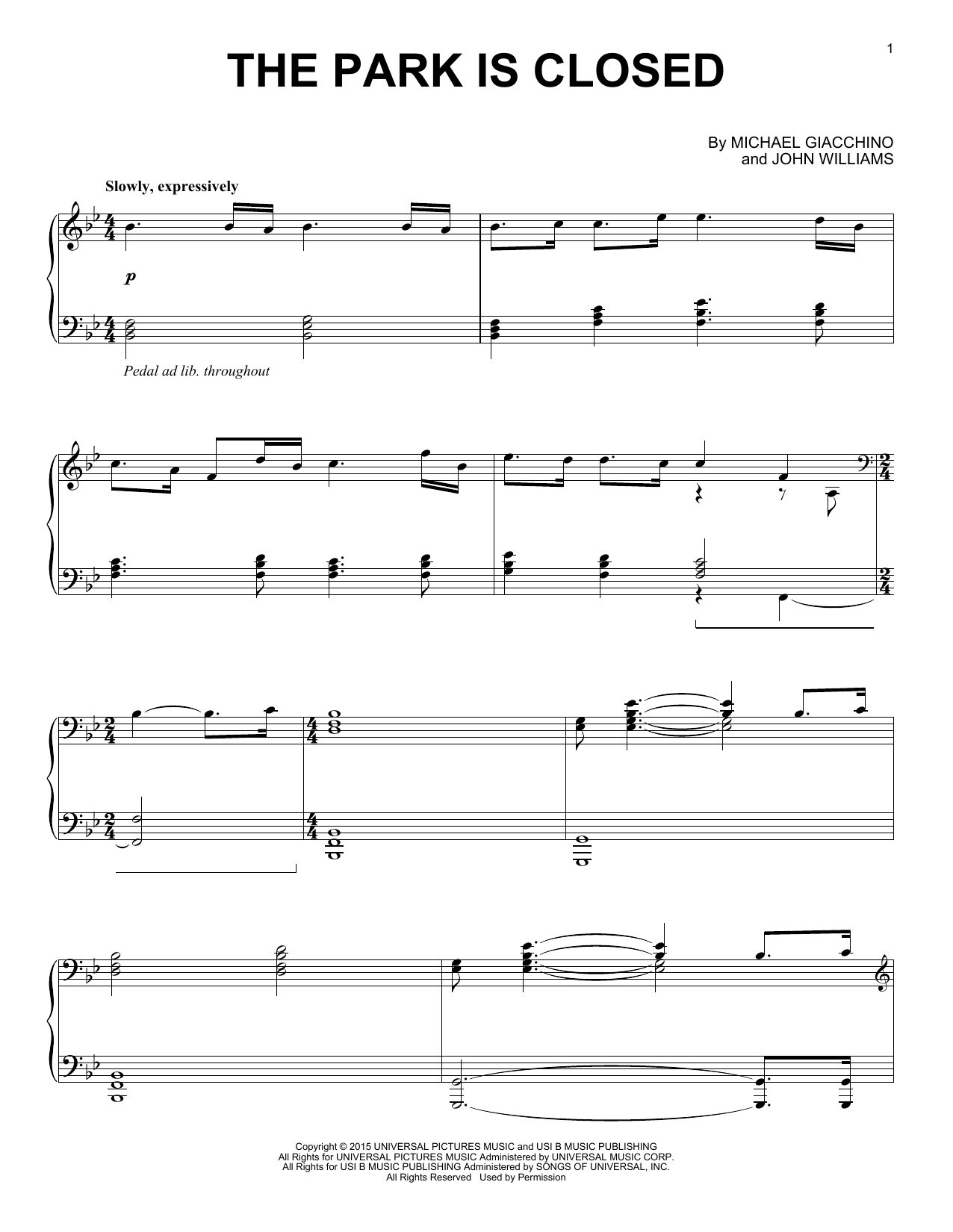 Download Michael Giacchino The Park Is Closed Sheet Music