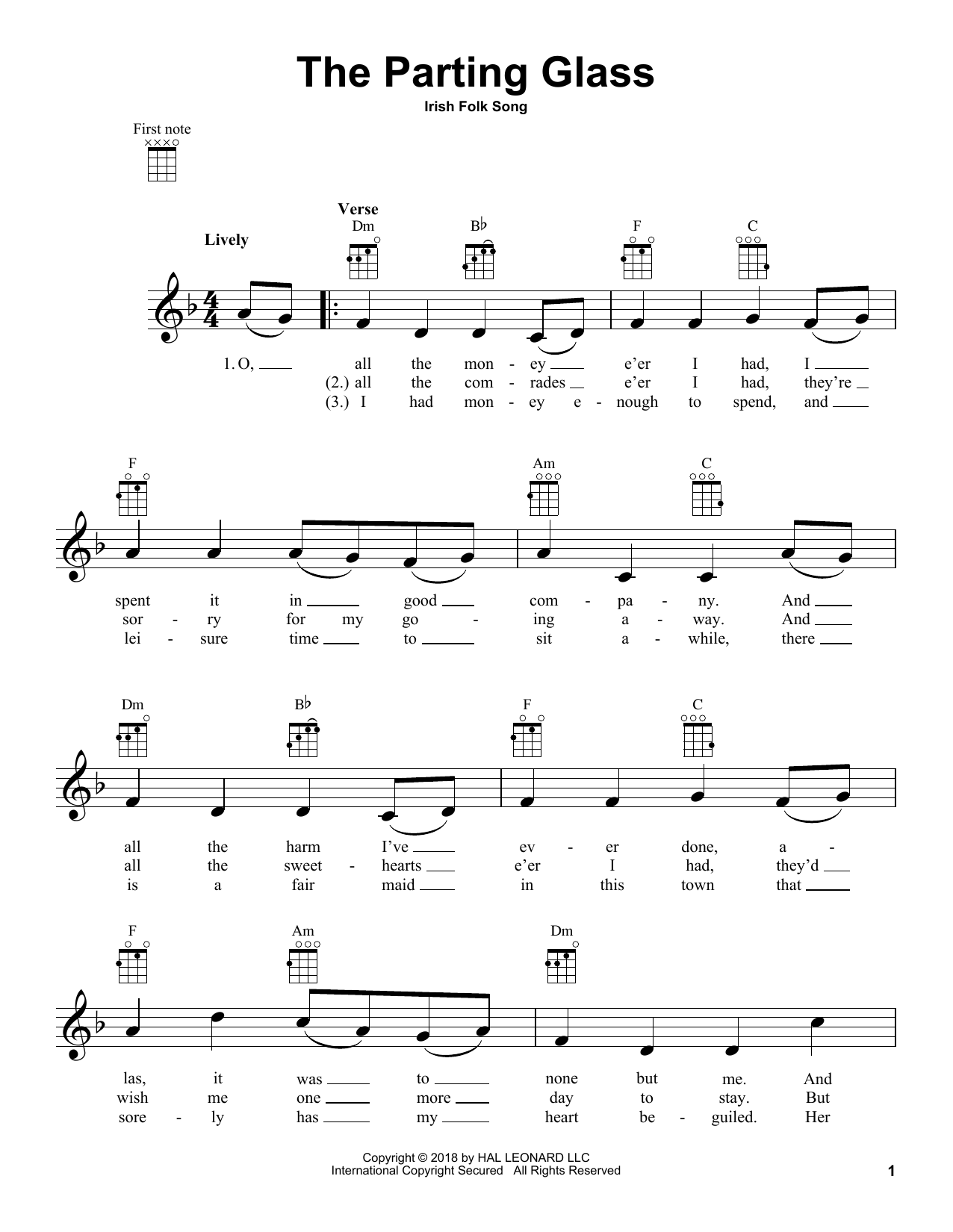 Download Irish Folksong The Parting Glass Sheet Music