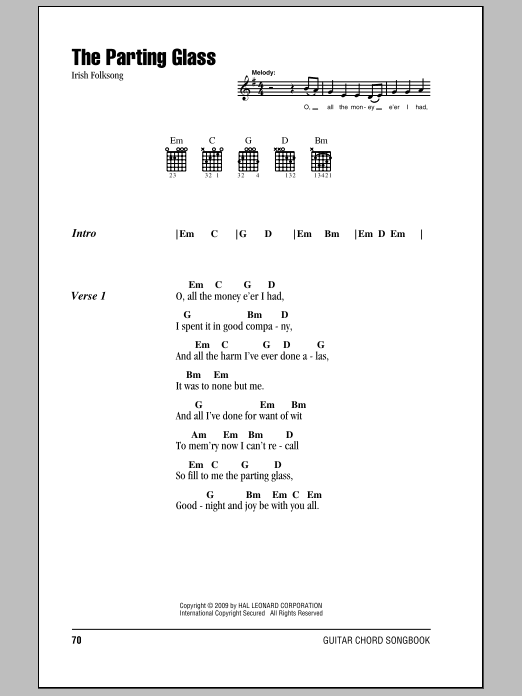 Download Irish Folksong The Parting Glass Sheet Music