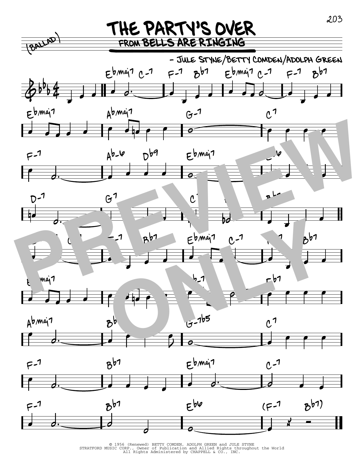 Download Adolph Green The Party's Over Sheet Music