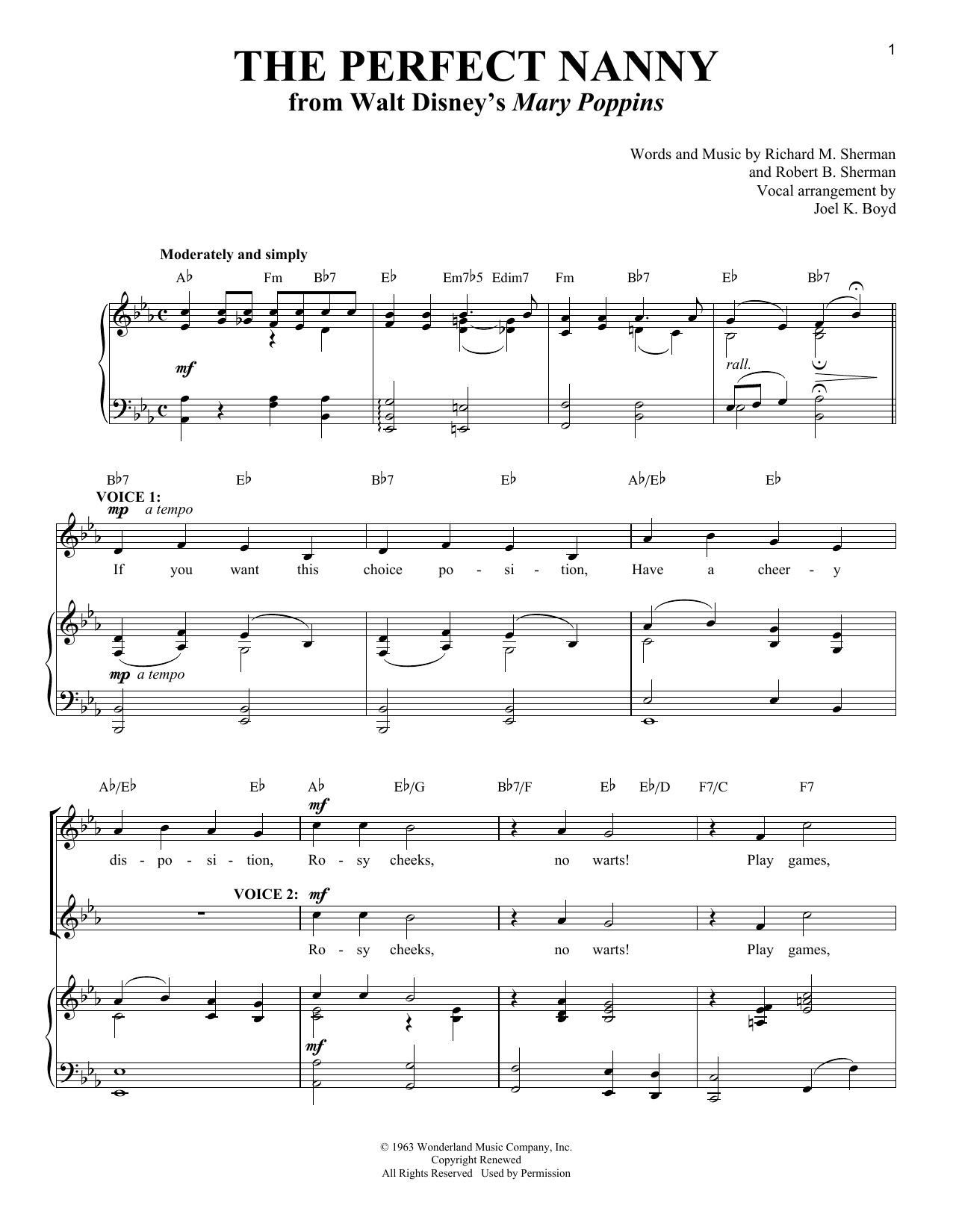 Download Sherman Brothers The Perfect Nanny Sheet Music