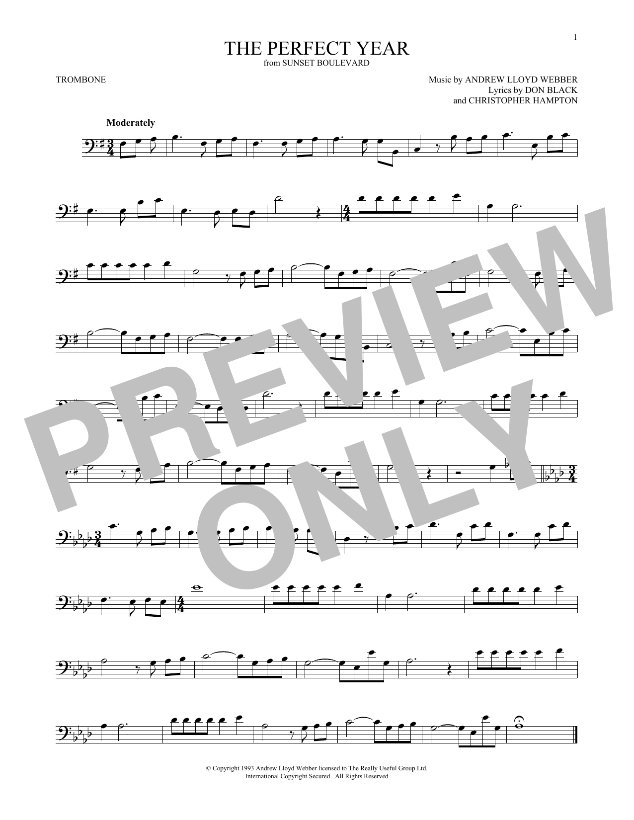 Download Andrew Lloyd Webber The Perfect Year Sheet Music