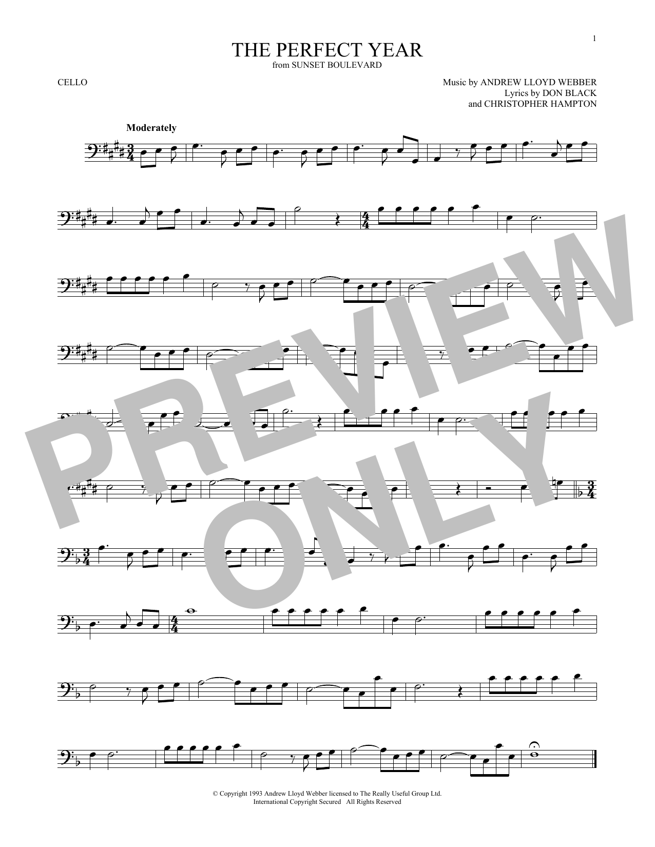 Download Andrew Lloyd Webber The Perfect Year Sheet Music