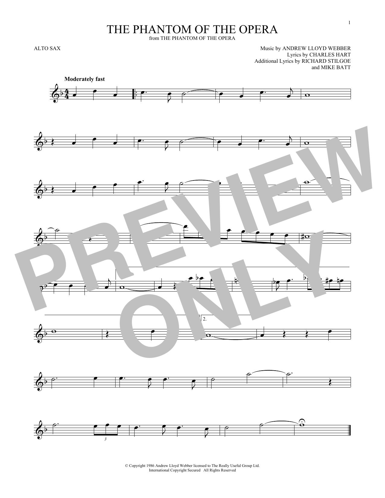 Download Andrew Lloyd Webber The Phantom Of The Opera Sheet Music