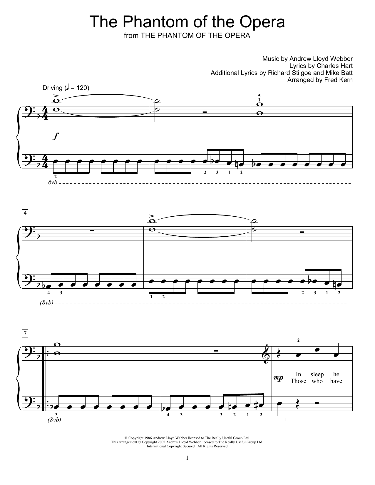 Download Andrew Lloyd Webber The Phantom Of The Opera (arr. Fred Ker Sheet Music