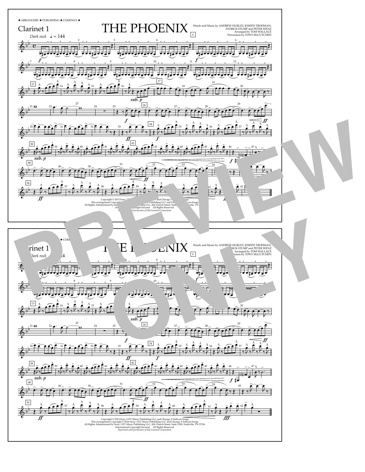 Download Tom Wallace The Phoenix - Clarinet 1 Sheet Music