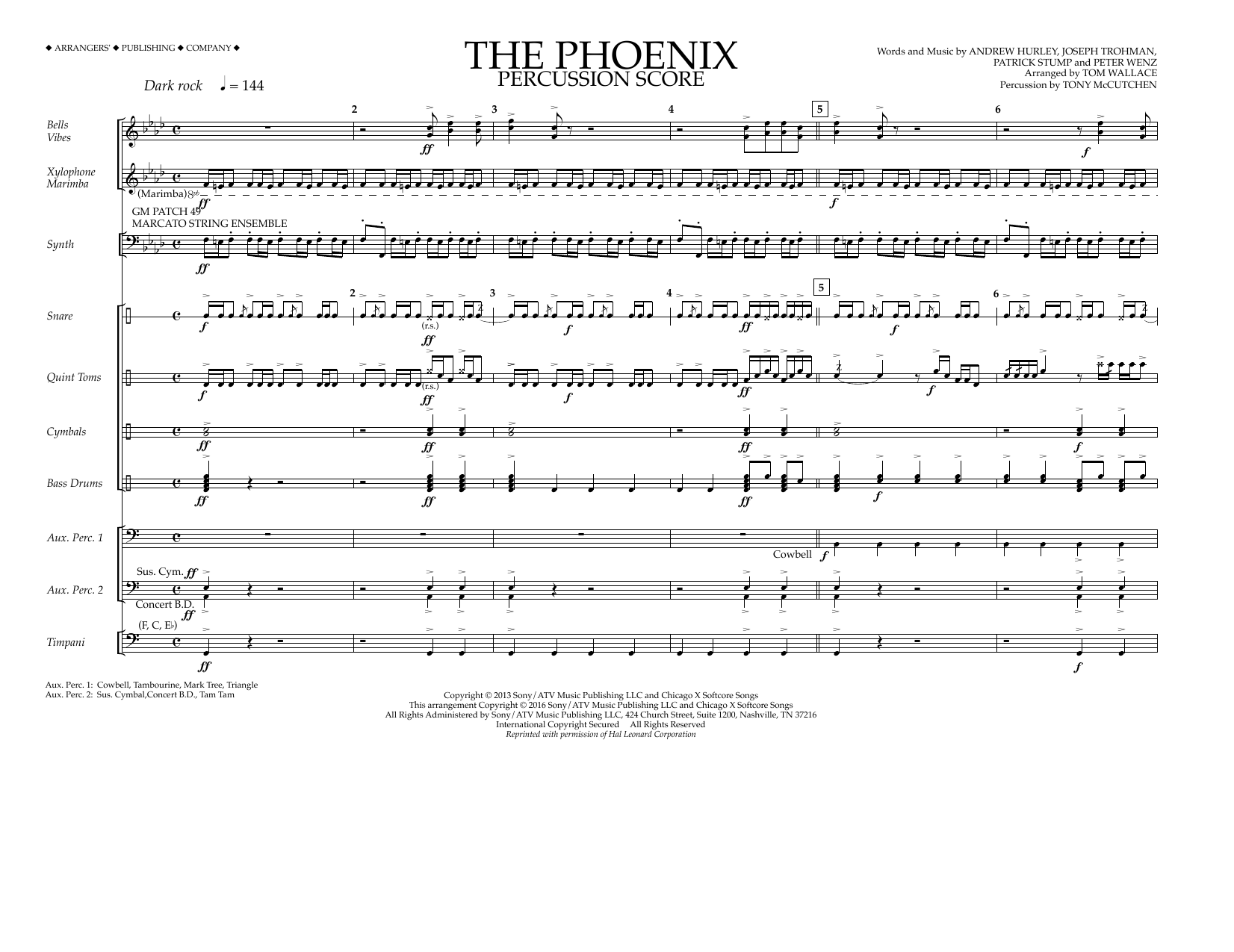 Download Tom Wallace The Phoenix - Percussion Score Sheet Music