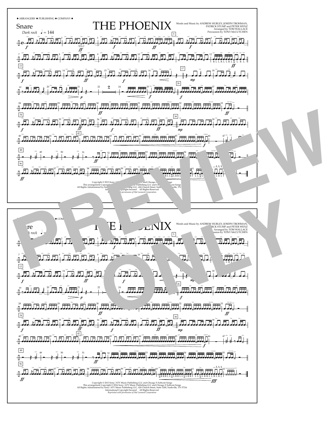 Download Tom Wallace The Phoenix - Snare Sheet Music