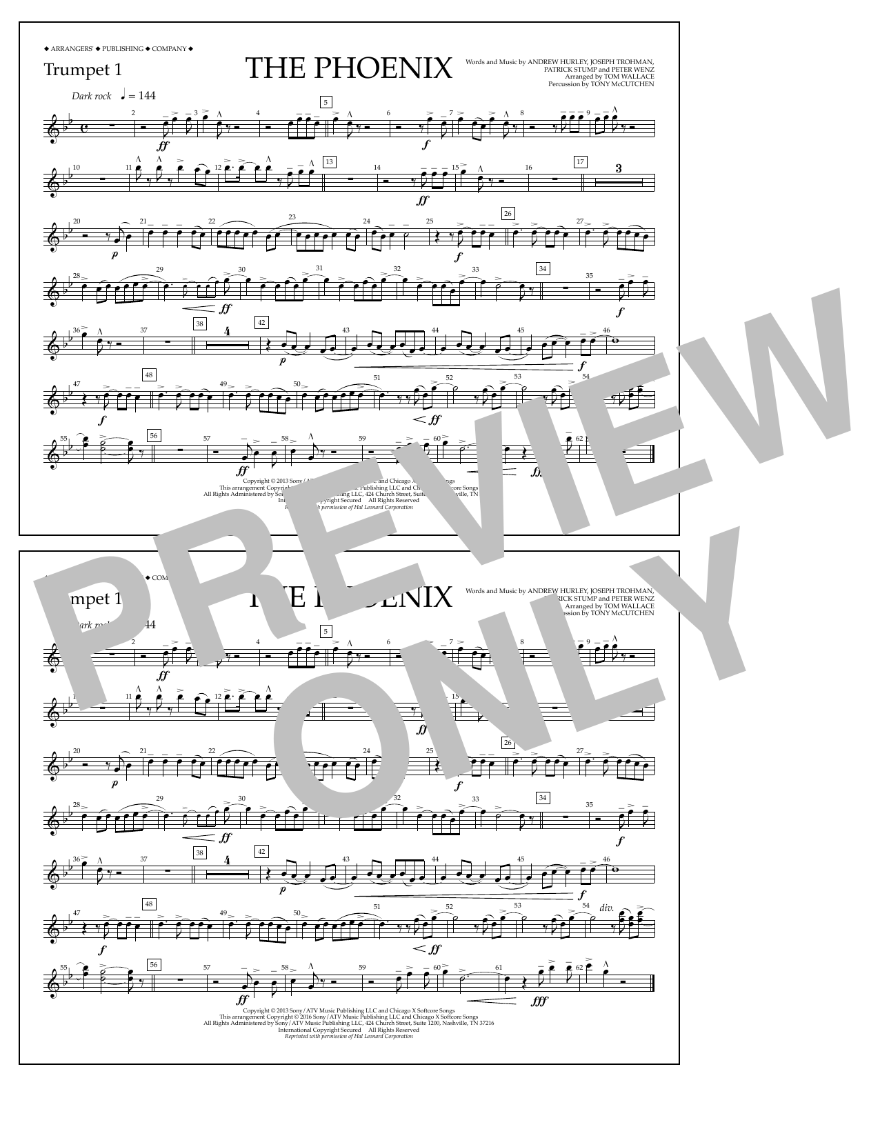 Download Tom Wallace The Phoenix - Trumpet 1 Sheet Music