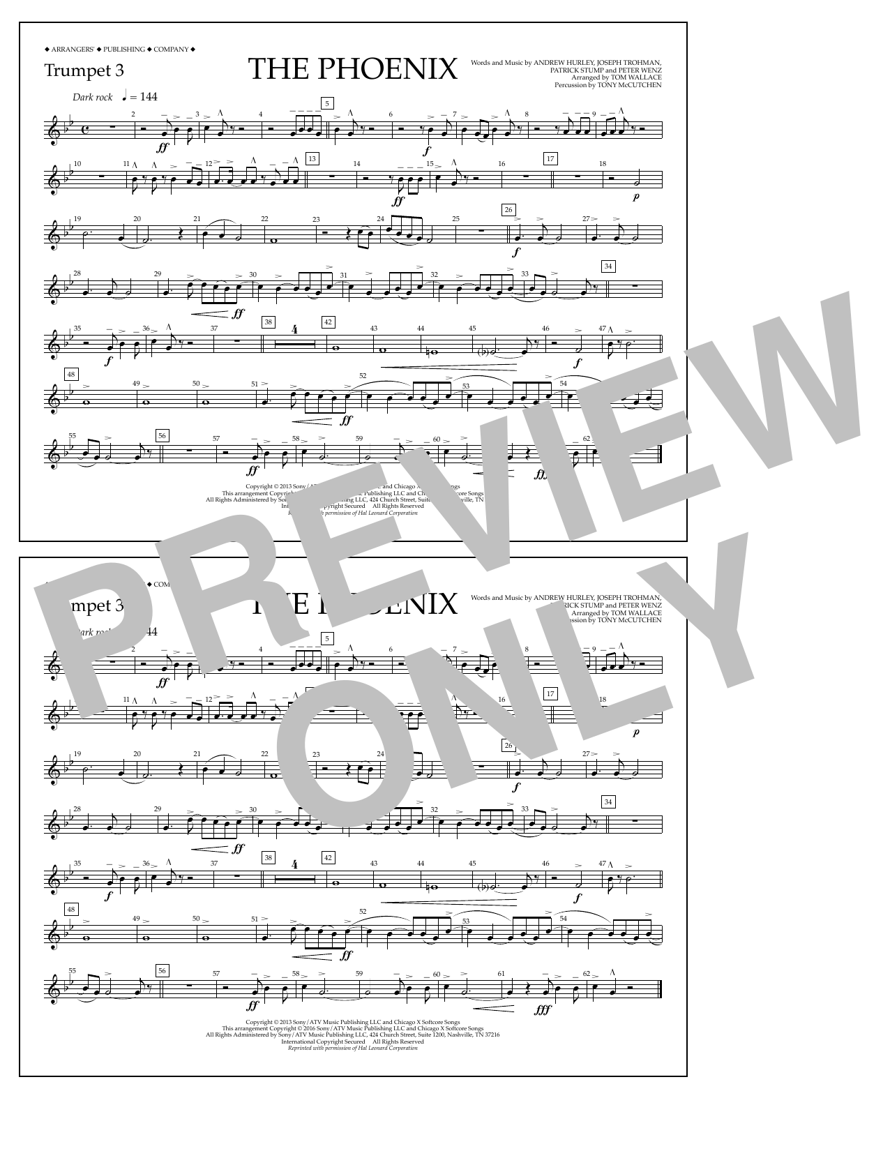 Download Tom Wallace The Phoenix - Trumpet 3 Sheet Music