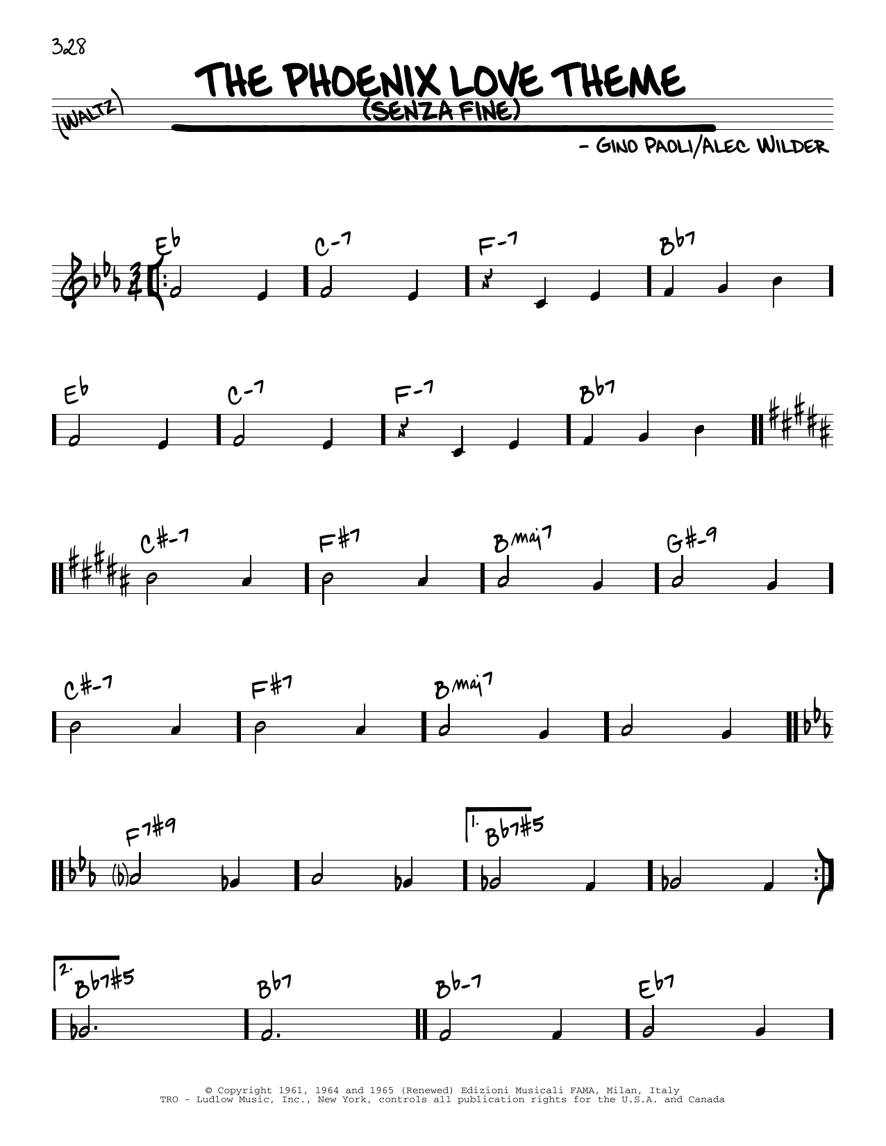Download Gino Paoli The Phoenix Love Theme (Senza Fine) Sheet Music