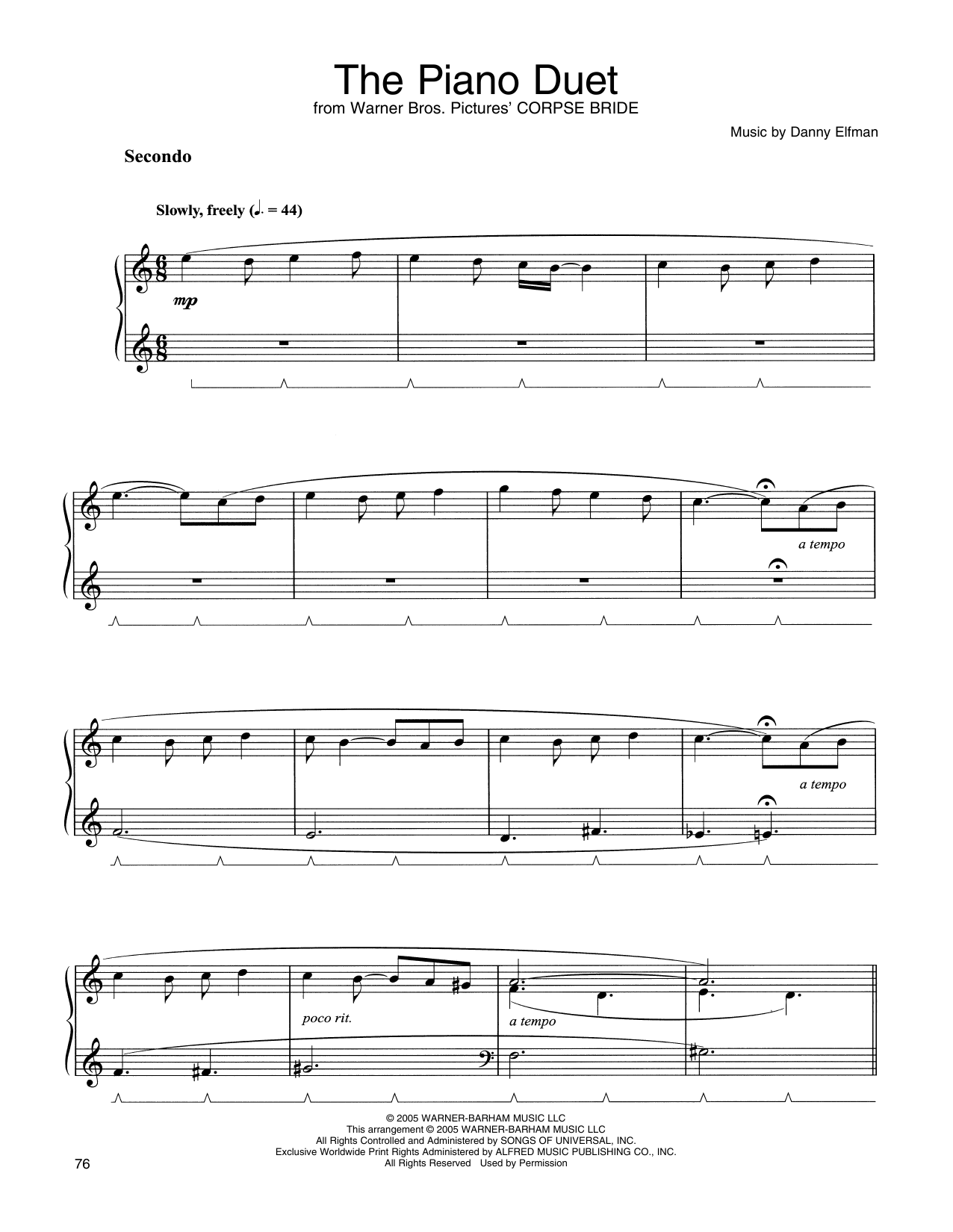 Download Danny Elfman The Piano Duet (from Corpse Bride) Sheet Music