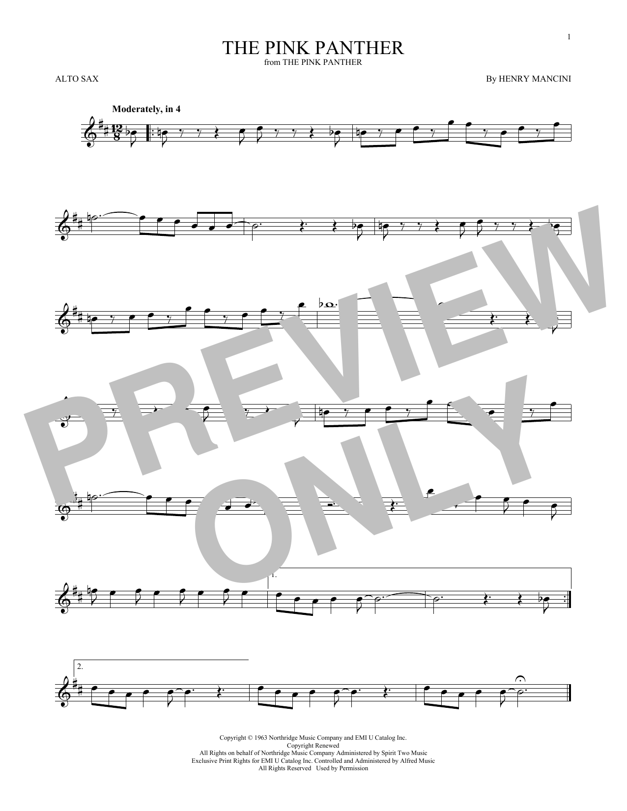 Download Henry Mancini The Pink Panther Sheet Music
