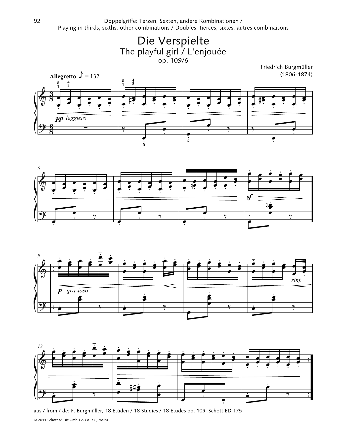 Download Friedrich Burgmuller The Playful Girl Sheet Music