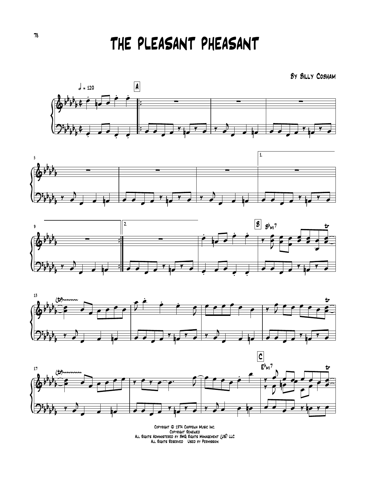 Download Billy Cobham The Pleasant Pheasant Sheet Music