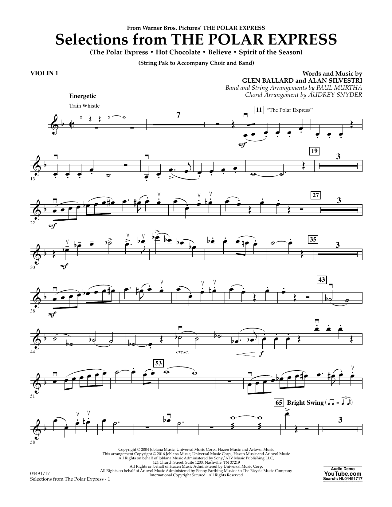 Download Paul Murtha The Polar Express - Violin 1 Sheet Music