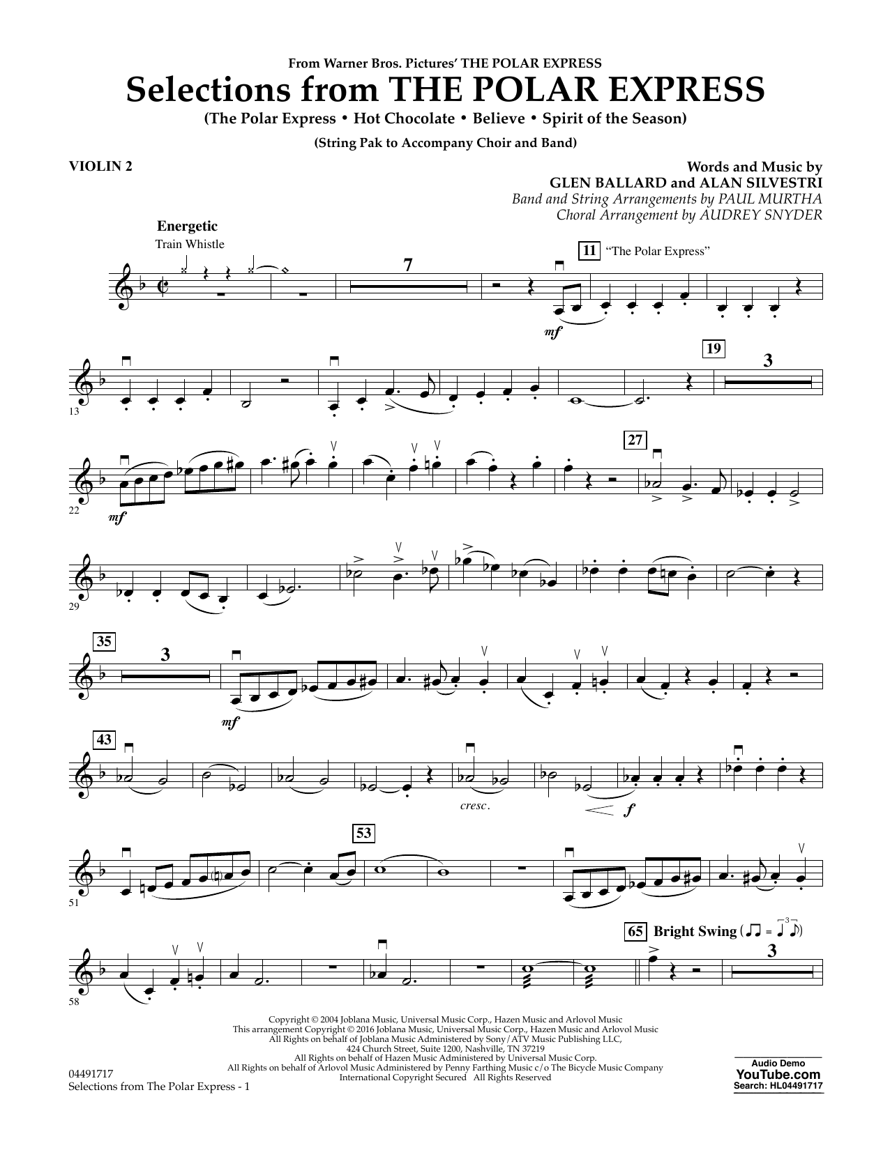 Download Paul Murtha The Polar Express - Violin 2 Sheet Music