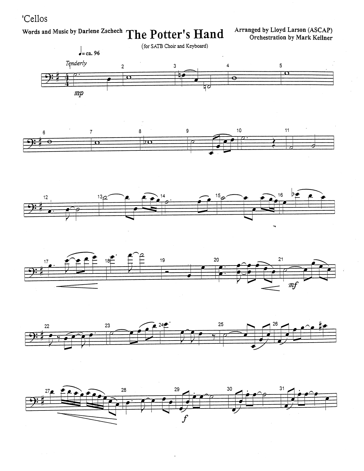 Download Mark Kellner The Potter's Hand - Cello Sheet Music