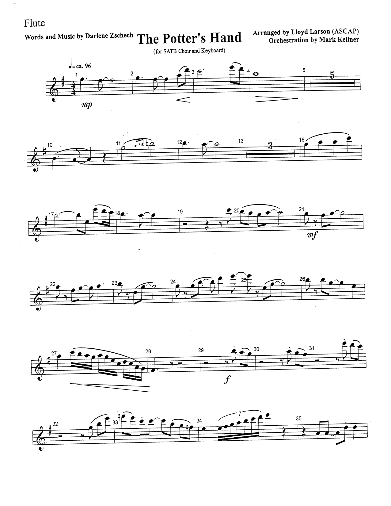 Download Mark Kellner The Potter's Hand - Flute Sheet Music