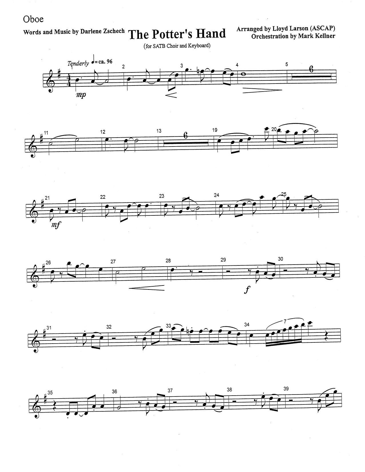 Download Mark Kellner The Potter's Hand - Oboe Sheet Music