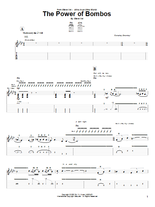 Download Steve Vai The Power Of Bombos Sheet Music