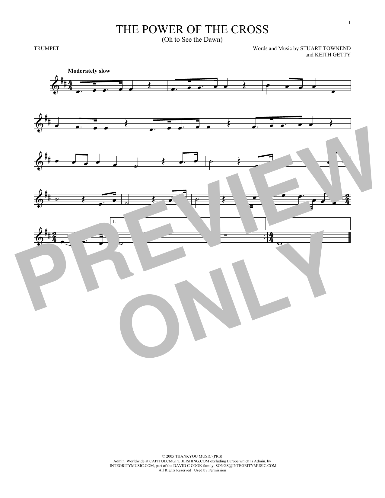 Keith & Kristyn Getty The Power Of The Cross (Oh To See The Dawn) sheet music notes printable PDF score