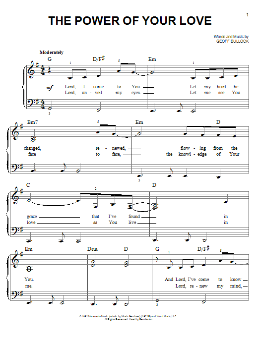 Download Geoff Bullock The Power Of Your Love Sheet Music