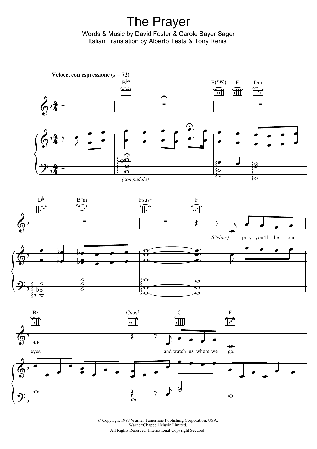 Download Andrea Bocelli The Prayer Sheet Music