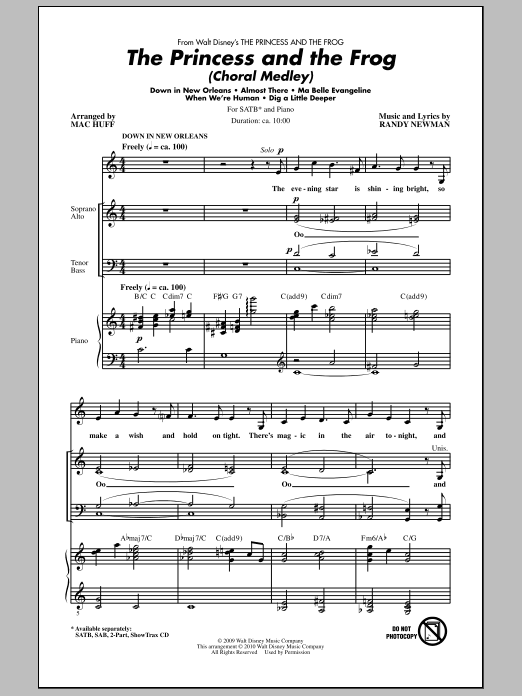 Download Mac Huff The Princess And The Frog (Choral Medle Sheet Music