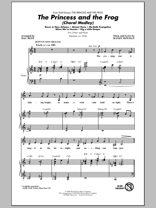 Download Mac Huff The Princess And The Frog (Choral Medle Sheet Music