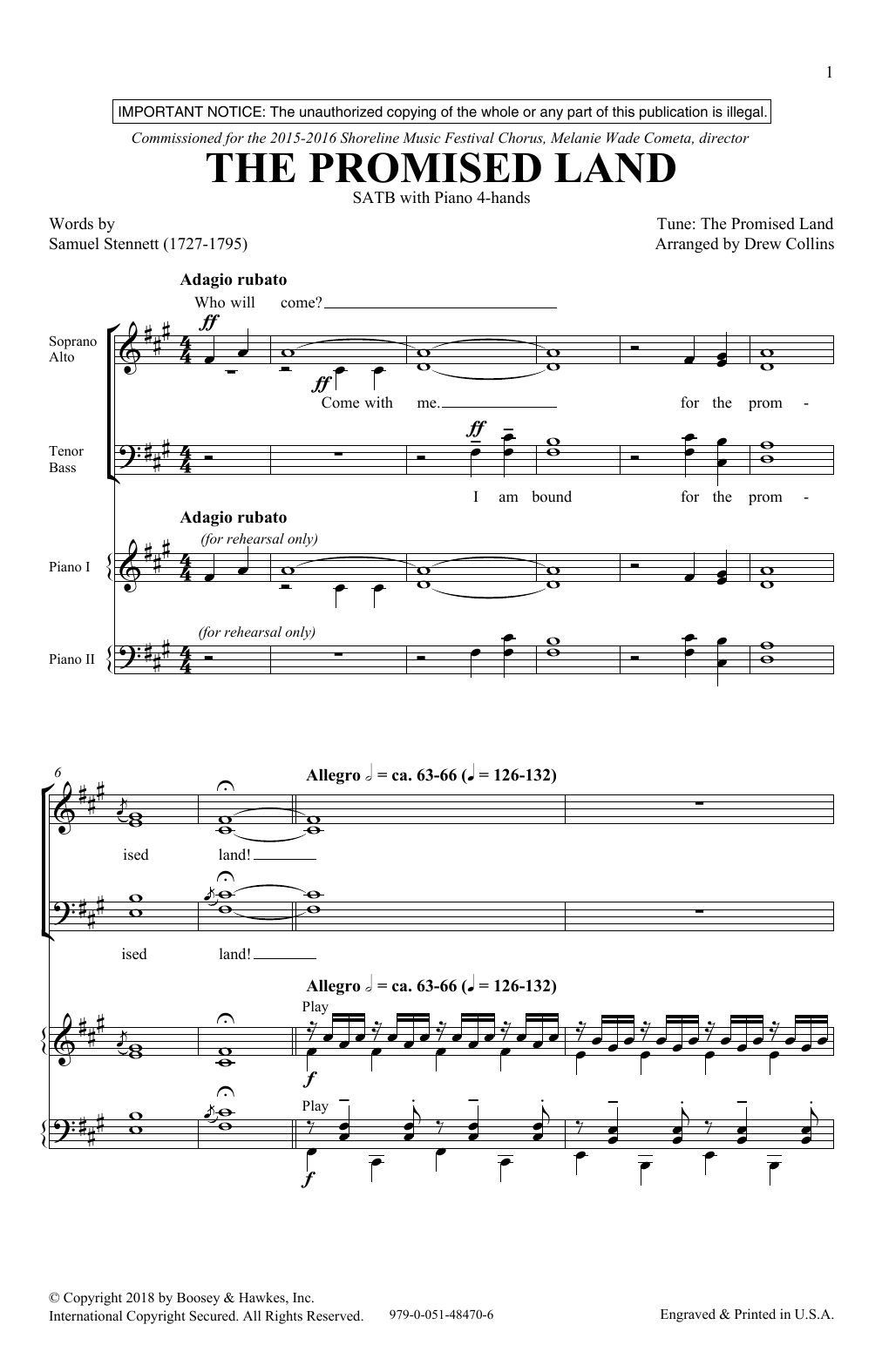 Download Drew Collins The Promised Land Sheet Music