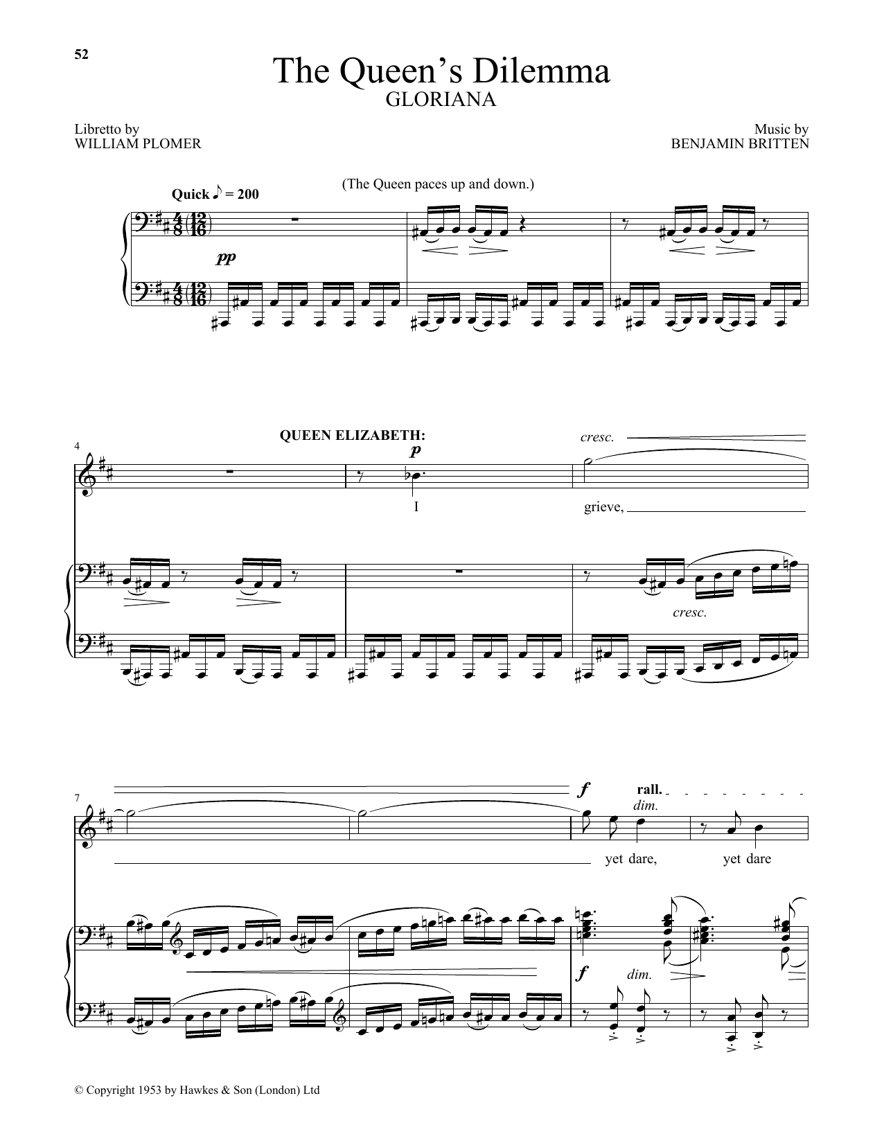 Download Benjamin Britten The Queen's Dilemma (from Gloriana) Sheet Music