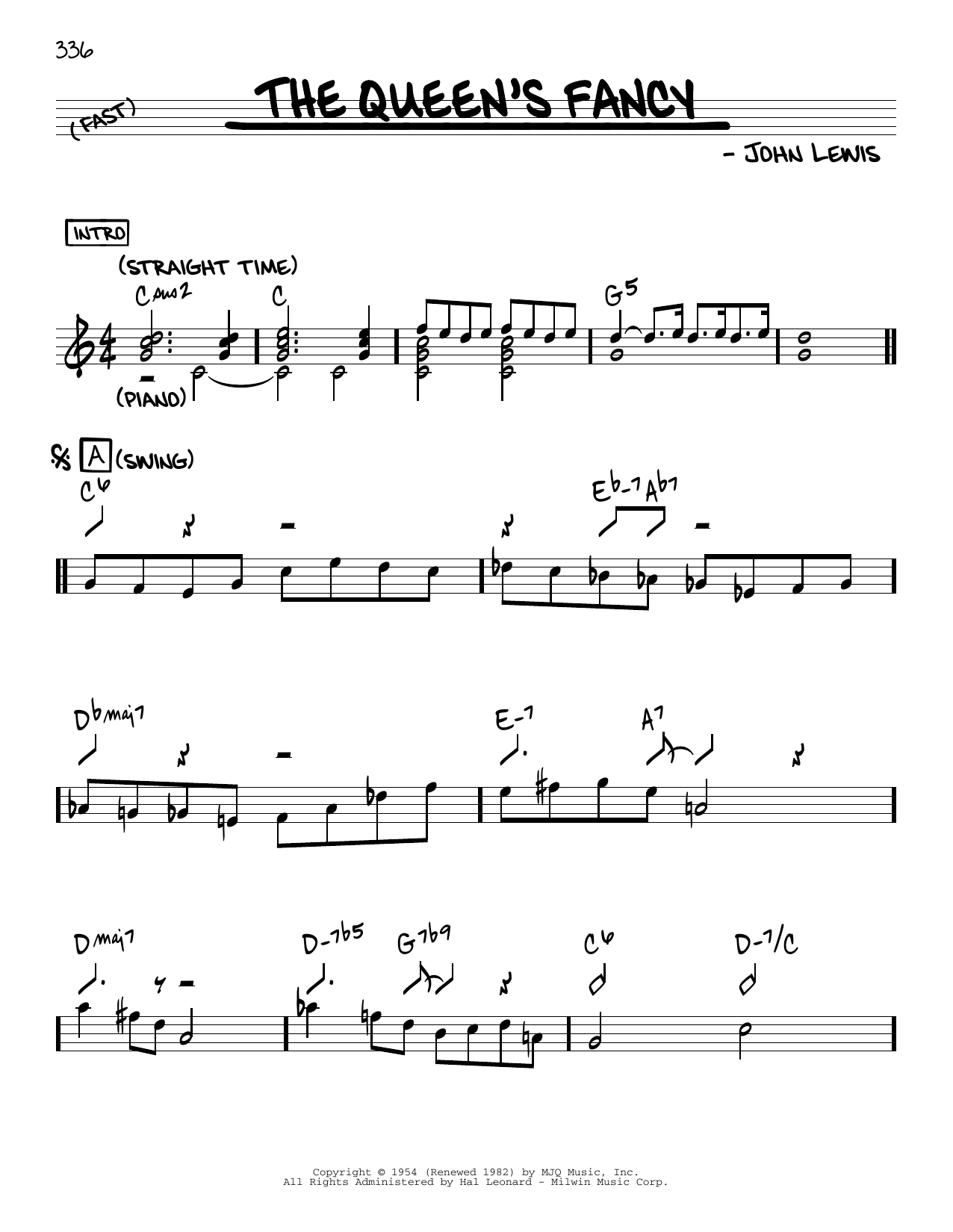 Download John Lewis The Queen's Fancy Sheet Music