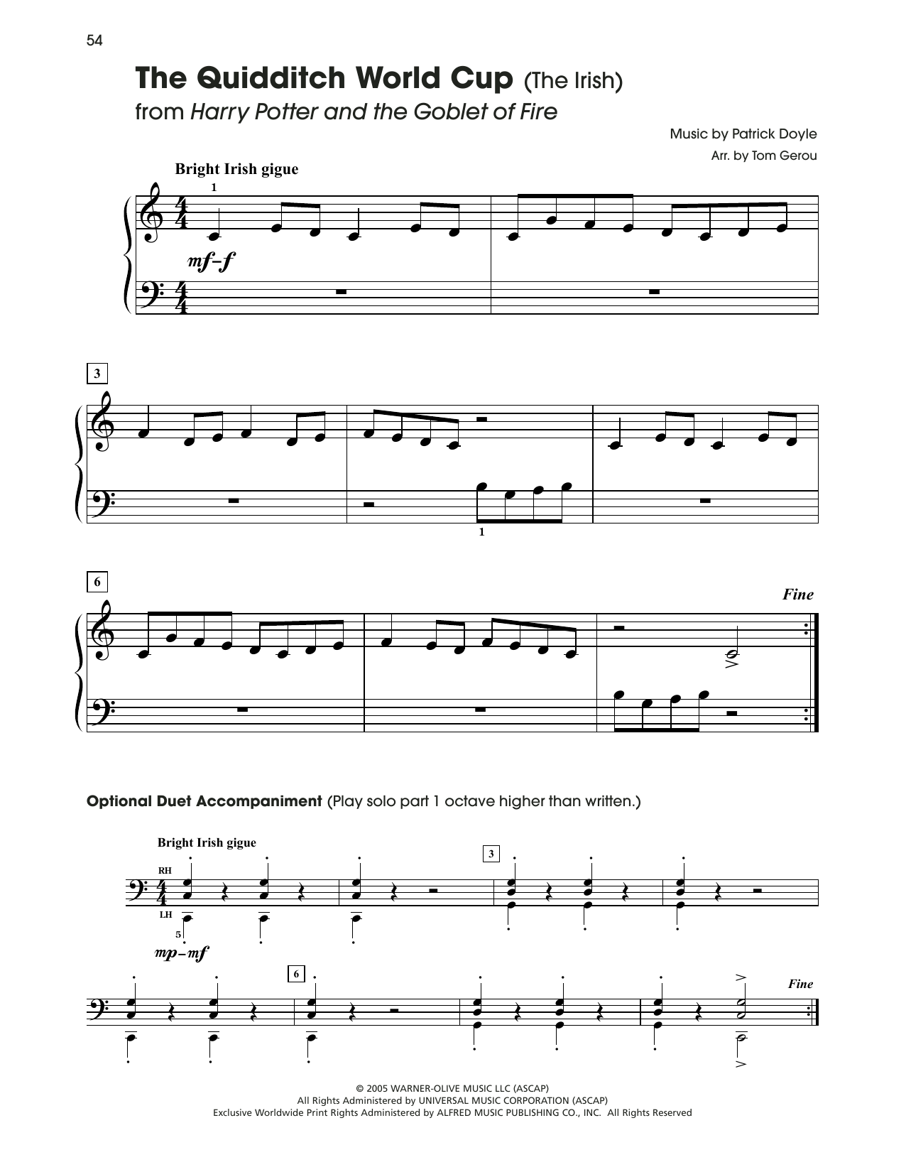 Download Patrick Doyle The Quidditch World Cup (from Harry Pot Sheet Music