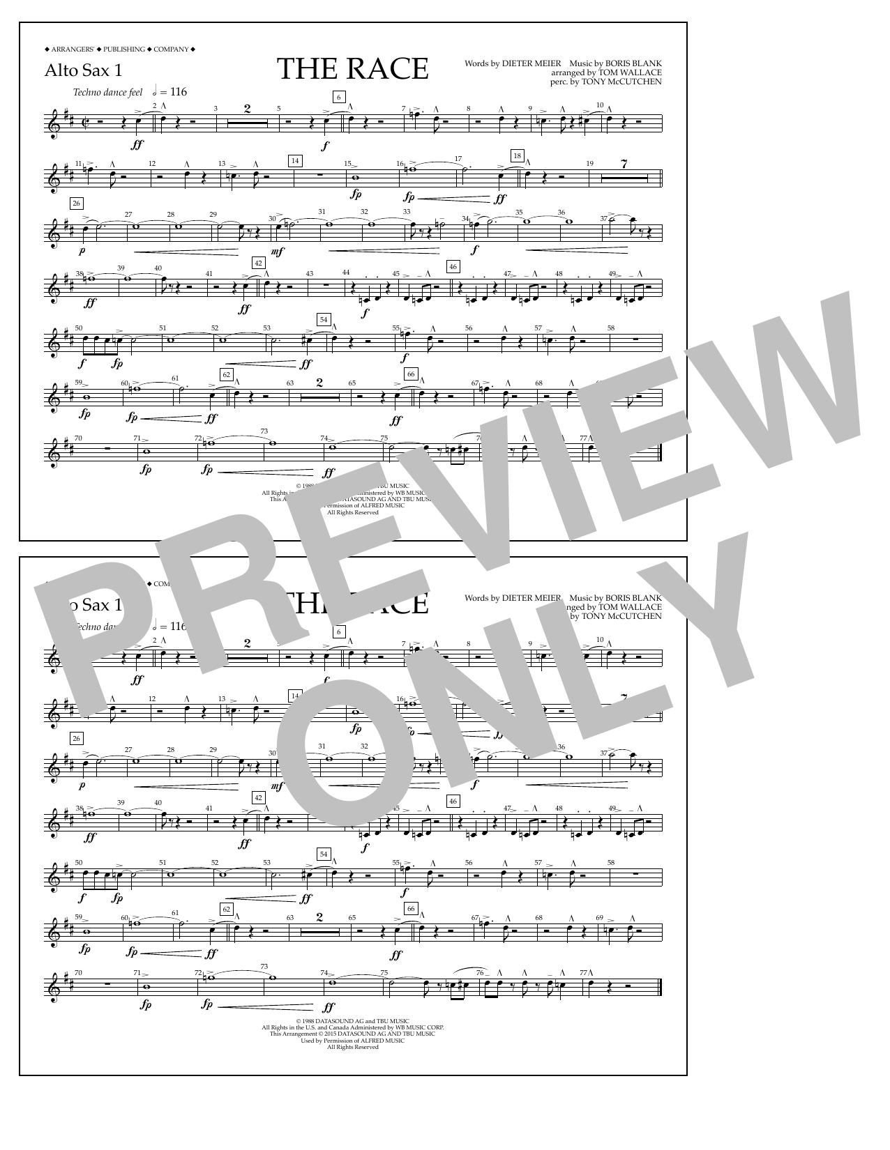 Download Tom Wallace The Race - Alto Sax 1 Sheet Music