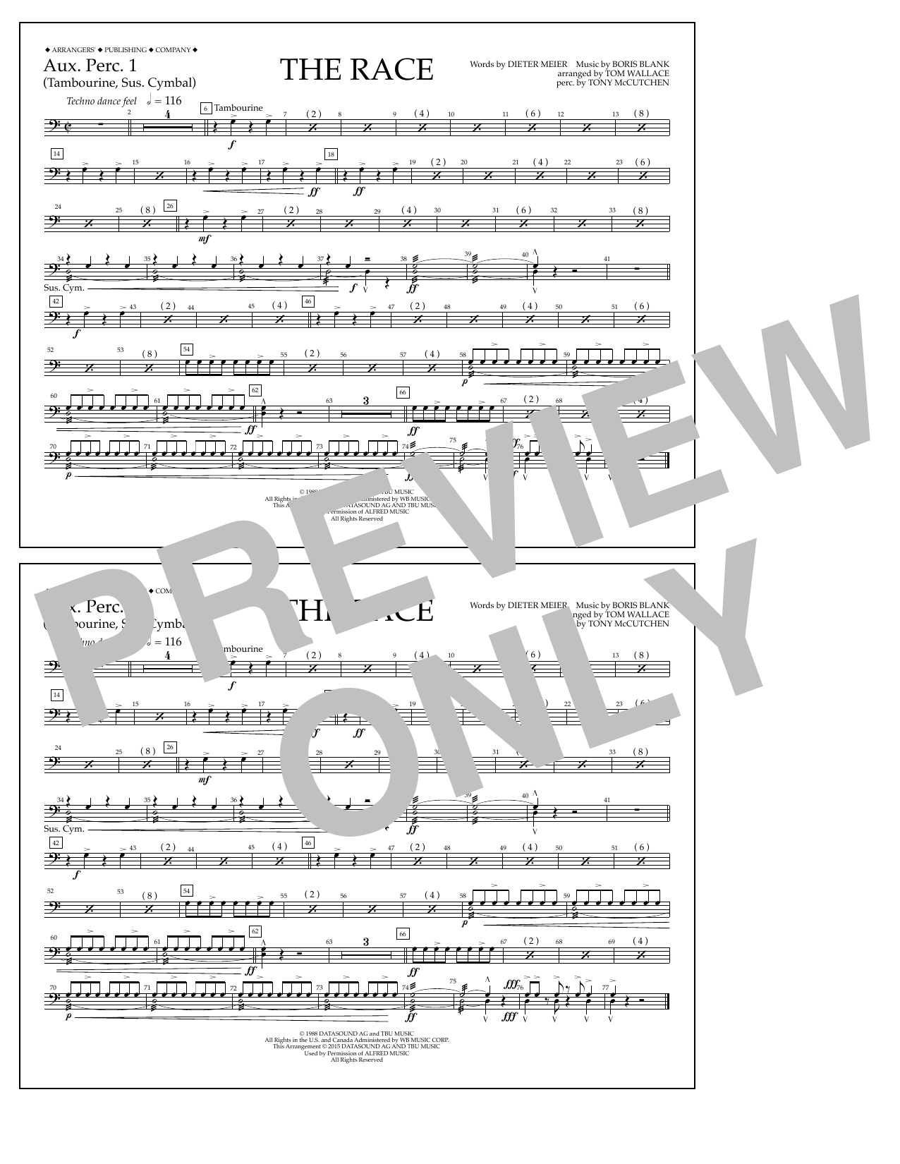 Download Tom Wallace The Race - Aux. Perc. 1 Sheet Music