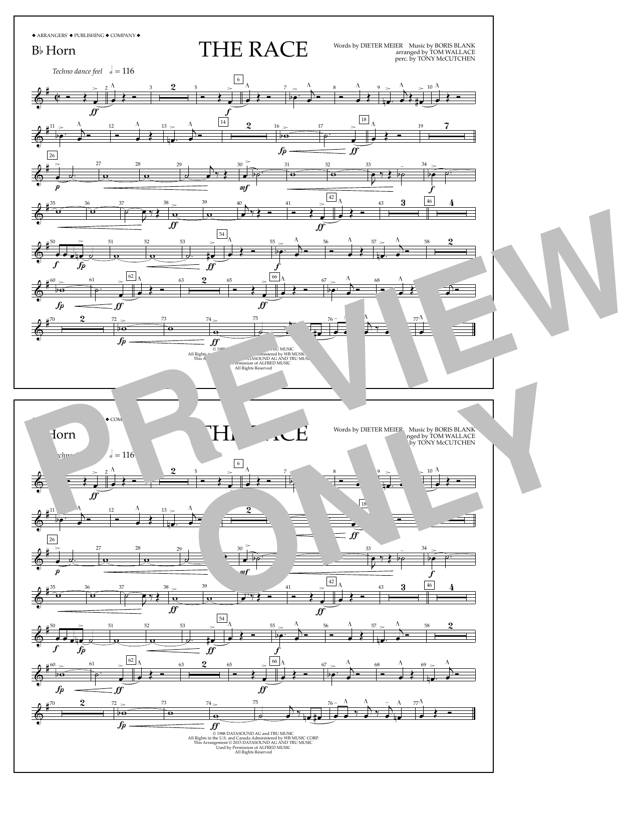 Download Tom Wallace The Race - Bb Horn Sheet Music